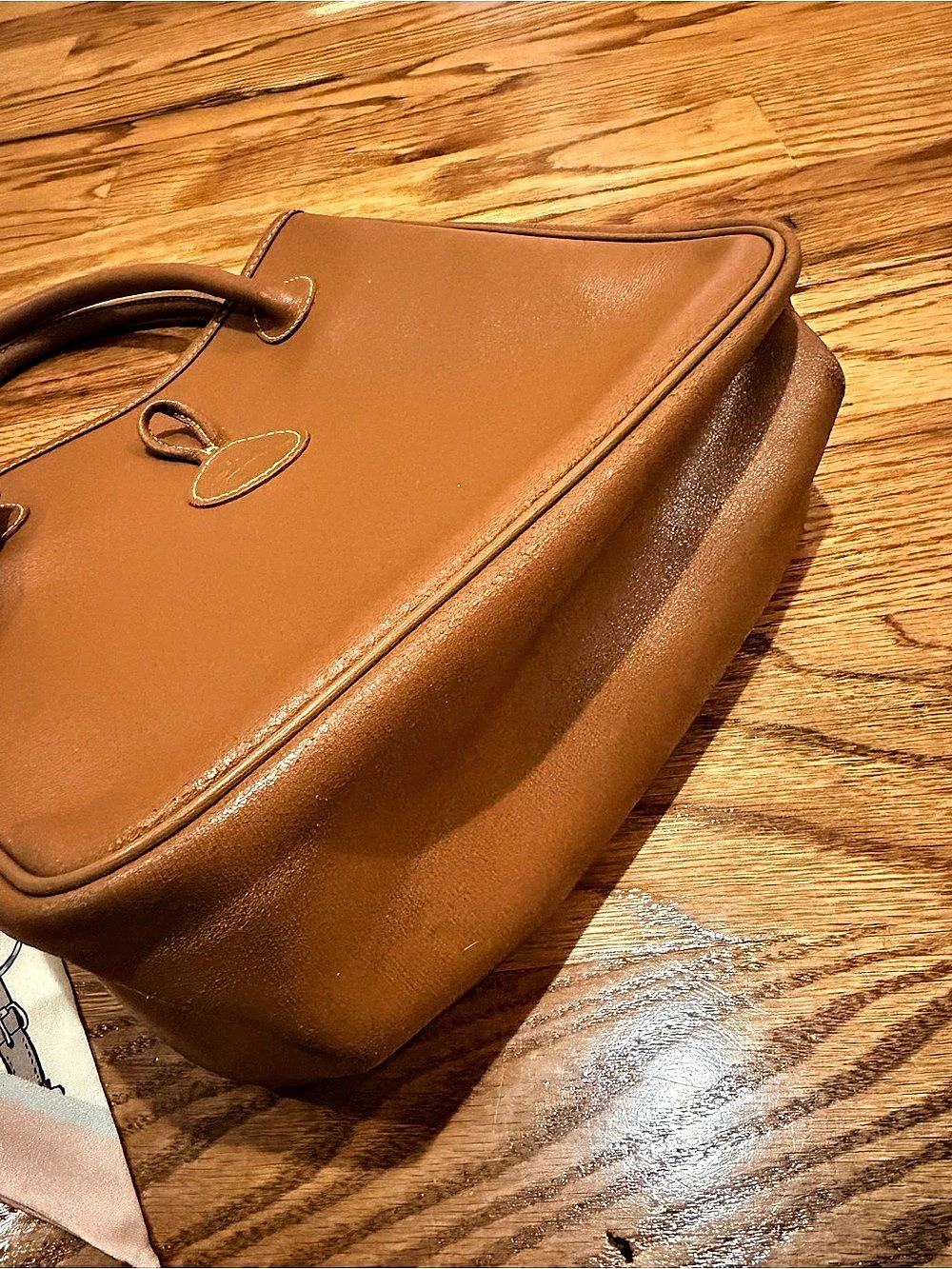 Vintage Longchamp Roseau Leather Handbag – Cognac - Picture 8 of 11